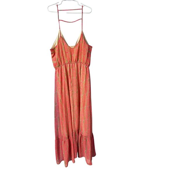 Dee Elle Sleeveless Maxi Dress Women XS Pink Gold Spaghetti Straps resort vacati - Picture 3 of 6